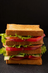 a big sandwich on the table.