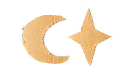 Cardboard Star, Christmas Stars Made of Carton Piece, Ripped Kraft Paper, Brown Wrapping Vintage...