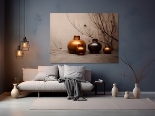 abstract minimalist living room interior design, ai generative