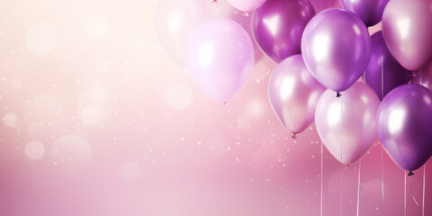 Background with pink, purple balloons