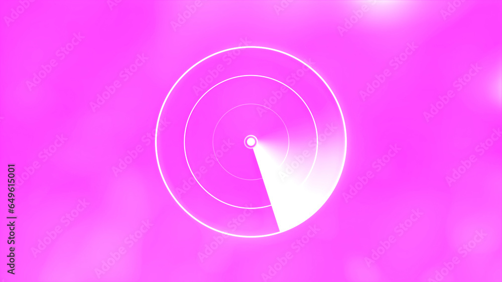 Poster white and pink background with white circle. motion. a light circle along which the beam runs from t