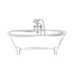 vector illustration on bathroom theme in outline style, on white background