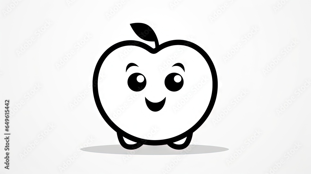 Poster an apple with a face drawn on it's side. generative ai