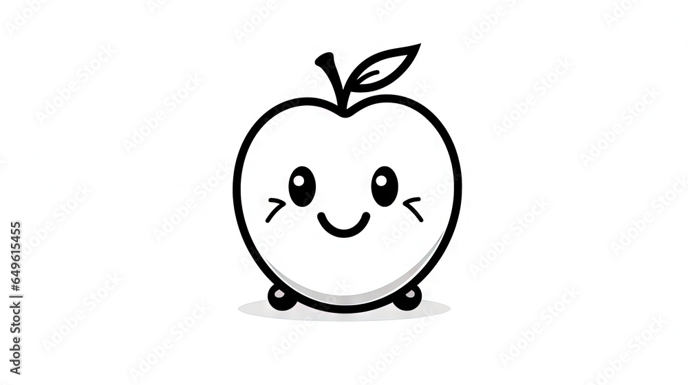 Aufkleber an apple with a face drawn on it's side. generative ai
