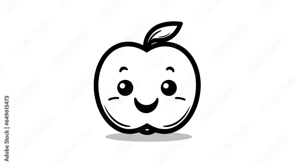 Poster an apple with a face drawn on it's side. generative ai