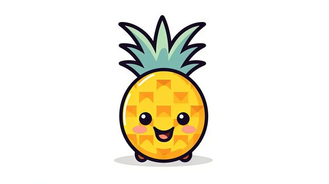  a cartoon pineapple with a smile on it's face.  generative ai