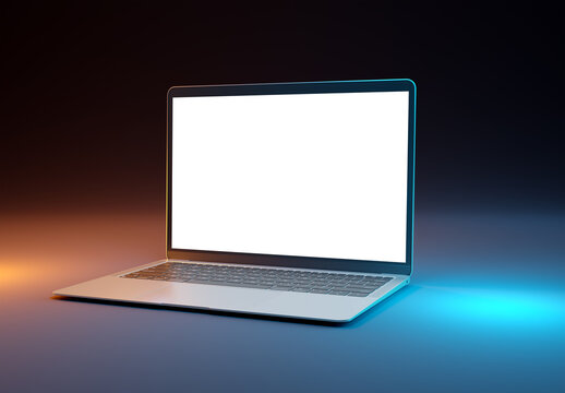 PARIS - France - March 15, 2023: Newly released Apple Macbook Air, Silver color. Side view. 3d rendering laptop mockup on dark background
