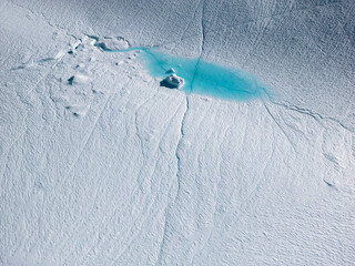 Greenland Ilulissat Icefjord Aerial View. Iceberg and glacier ice in Arctic nature landscape in Greenland. Ilulissat, Disko Bay, Baffin Sea, Greenland. © Curioso.Photography