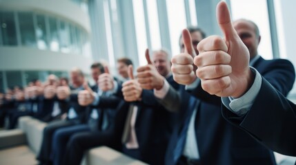  thumbs up with businesspeople,