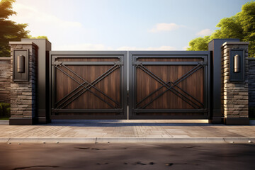 Wide automatic gate with remote control