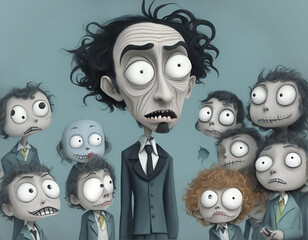 teacher and students in zombie school, Generative AI