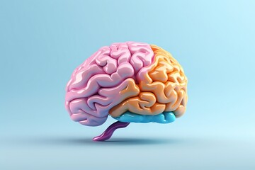 Abstract brain integrated with floral elements, featuring modern color schemes against a backdrop of social ambiance.