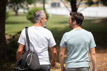 Fototapeta premium two men walking after jogging
