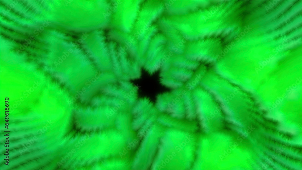 Poster grey and green tunnel. motion. deep corridors in an interesting form made in 3d format.
