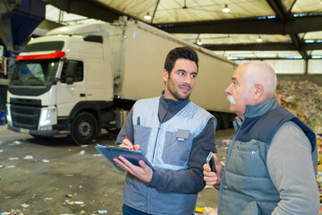 men in a recycling plant