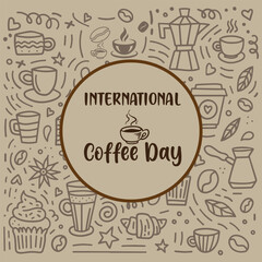 International Coffee Day Pattern Seamless Background