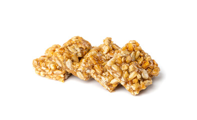 Sunflower Seeds Bar Isolated, Energy Snack with Honey, Sun Flower Seed Muesli Dessert, Protein Candy Bar