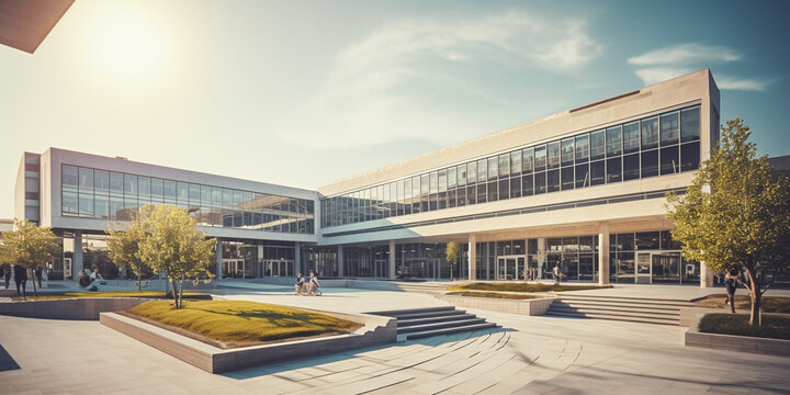 City Hall In The Evening, City State University Building, City State University, University Campus Building Exterior