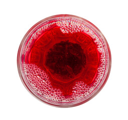 Hibiscus Tea, Dry Rose Drink, Cold Fruit Red Tea in Transparent Mug, Roselle Hibiscus Tea