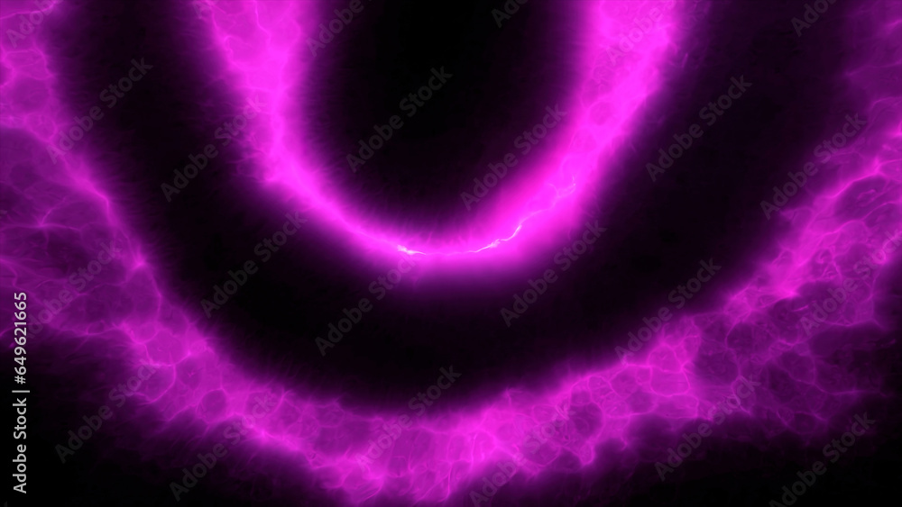 Poster purple and blue circles on a dark background. motion. moving circles in abstraction that twitch in d