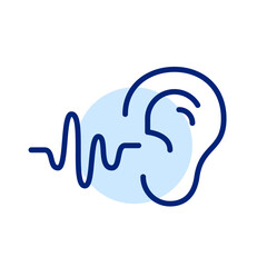 Sound waves coming into an ear. Pixel perfect, editable stroke icon