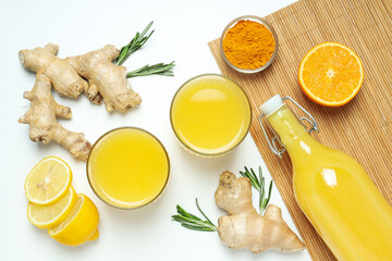 Concept of healthy liquid - ginger turmeric drink