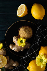 Seasoning and spices concept - ginger, homemade seasoning