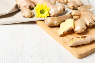 Seasoning and spices concept - ginger, homemade seasoning