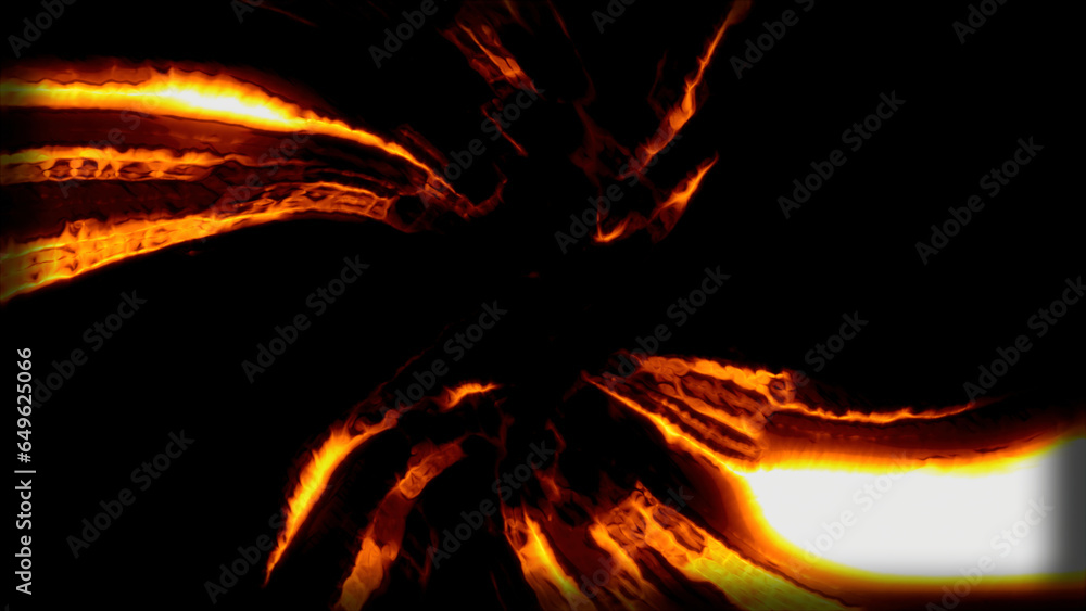 Poster walking light. motion. orange and blue light on a black background that is scattered on different si