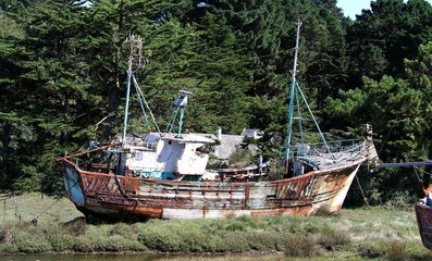 épaves,cimetière de bateaux, anse du Diben,baie de Morlaix