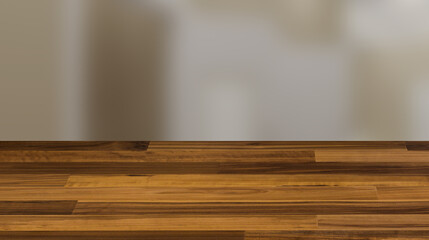 Public female restroom. 3D rendering., Background with empty wooden table. Flooring.