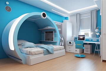 High-tech style interior of children room.