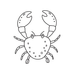 Hand drawn Cartoon Vector illustration cute crab icon Isolated on White Background