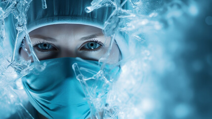 Cryosurgeon works with  liquid nitrogen, cryosurgery. Ice therapy for design and malignant lesions 