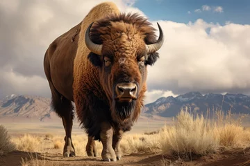 Zelfklevend Fotobehang Bison in the desert of Utah in the United States of America, american bison, AI Generated © Iftikhar alam