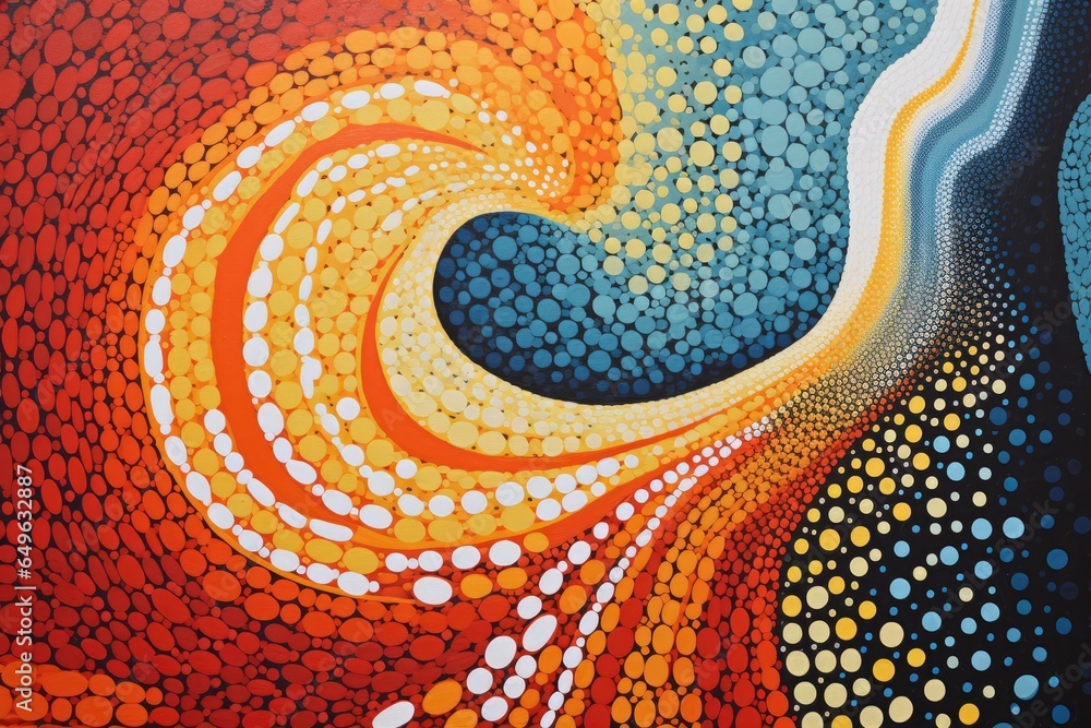 Poster abstract colorful background with a pattern of circles in the shape of a heart, an abstract form cap