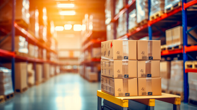Logistik in einem Lagerhaus. Generiert mit KI