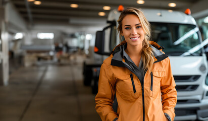 Portrait of a beautiful girl driver. Professions concept