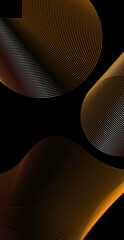 flowing abstract vector wavy lines flowing smooth curve gold gradient color on black background in concept of luxury, technology, science, music, modern