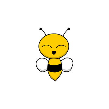 Bee cartoon logo icon isolated on transparent background