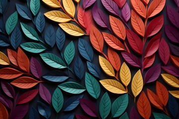 Colorful geometric floral leaves 3d tiles wall texture background banner panorama