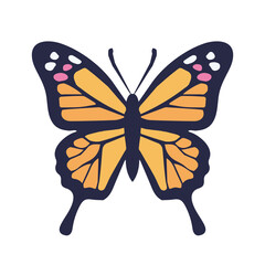 Monarch butterfly vector illustration, flat orange monarch butterfly vector icon isolated on a white background