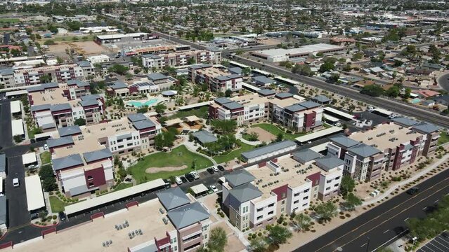 Aerial View of Luxury Apartments. Sunny day in Mesa Arizona