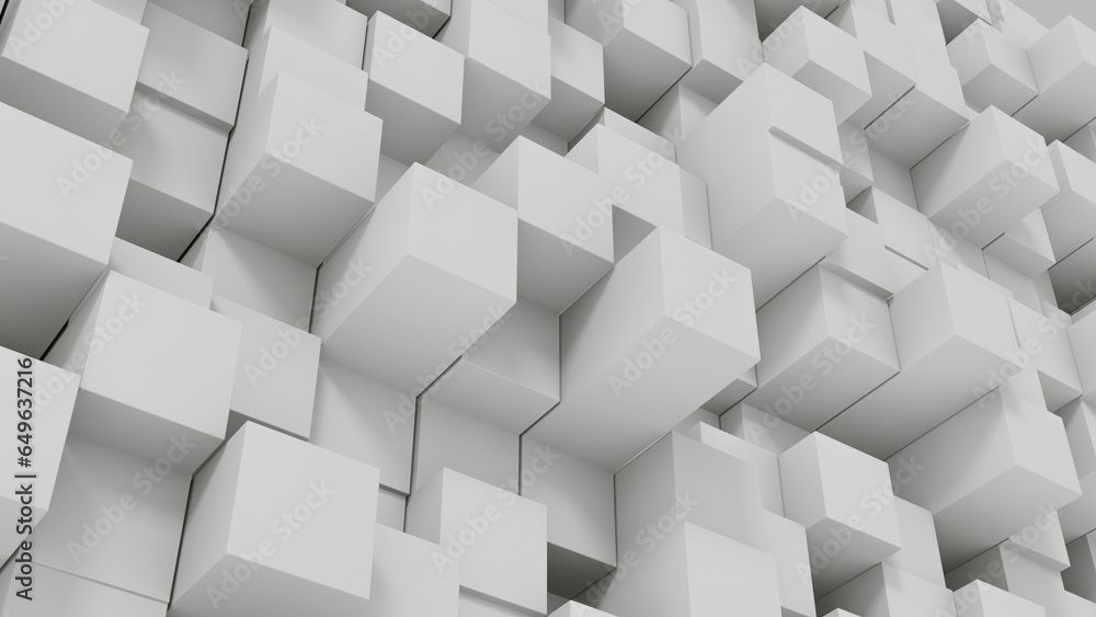 Poster white cubes abstract background in perspective.