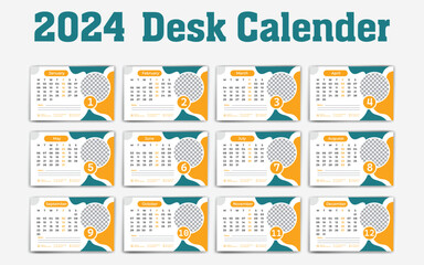 2024 desk  calendar design template
