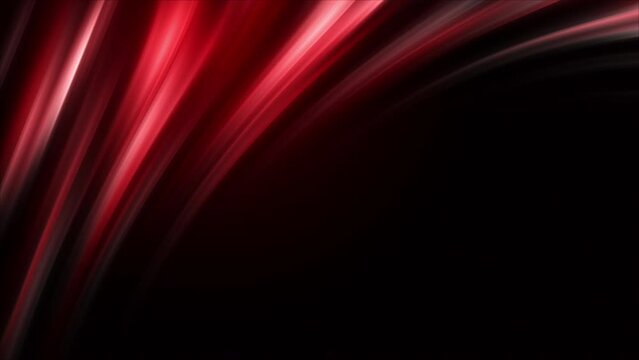 Dynamic motion of abstract red curved glowing fabric. Arc frame on a black background. Copy space. Looped animation.