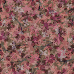 Transparent layered flowers Spring delicate floral seamless fabric and paper pattern
