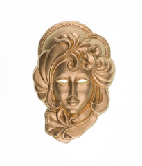 golden italian sculpture mask isolated on white background mask