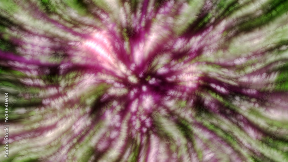 Poster pink and green rays of light on a dark background. motion. bright fireworks of different colors with