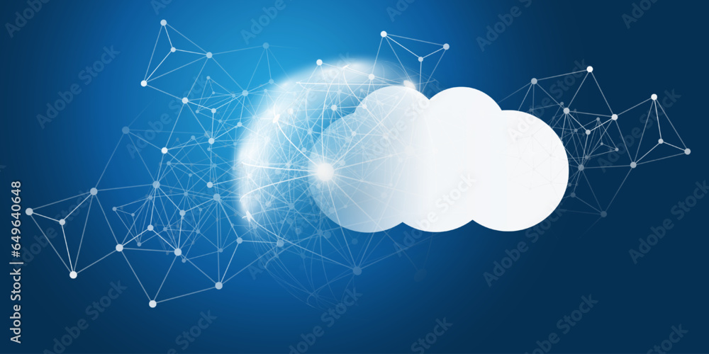 Aufkleber futuristic cloud computing design concept - digital connections, technology background with big clou
